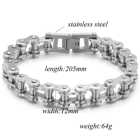Men’s 18K Gold & White Gold Two Tone Motorcycle Biker Bike Link Bracelet - Picture 4 of 5